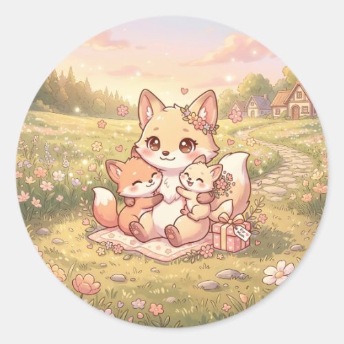 Cute Fox Family Sticker