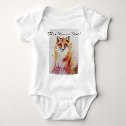 Cute Fox First Birthday Orange Foxes Watercolor Baby Bodysuit