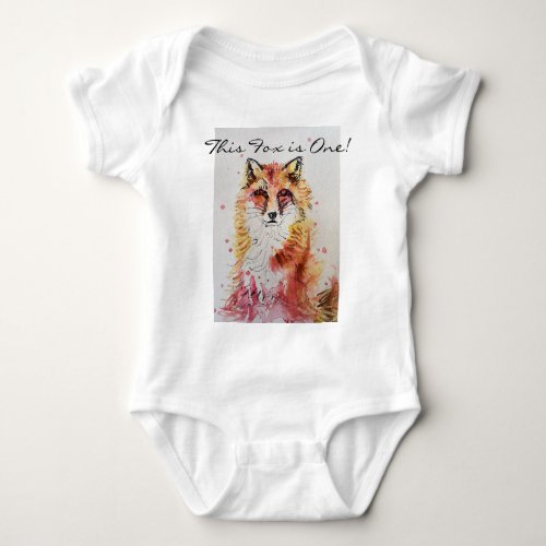 Cute Fox First Birthday Orange Foxes Watercolor Baby Bodysuit