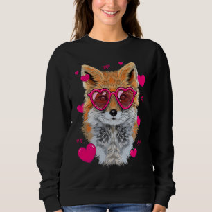 Cute Fox For Girls Heart Glasses Fox Valentine Sweatshirt