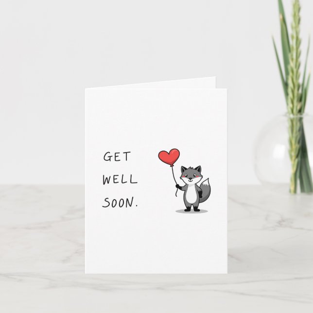 Cute Fox Get Well Card (Front)