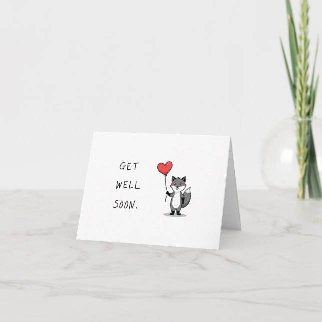 Cute Fox Get Well Card (Front)