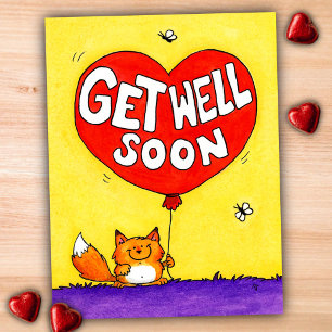 Cute Fox Get Well Soon  Postcard