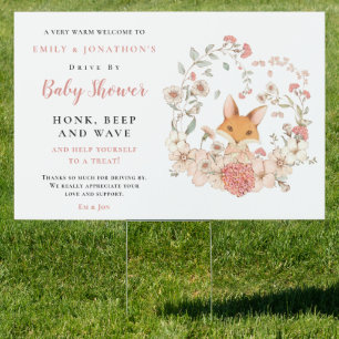 Cute Fox Girl Welcome to Drive By Baby Shower Sign