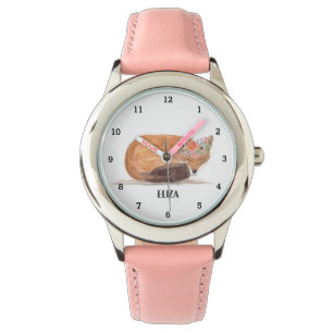 Cute Fox Girls Wildlife Animals Kids Watercolor Watch
