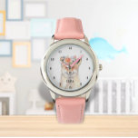 Cute Fox Girls Wildlife Animals Kids Watercolor Watch<br><div class="desc">Cute,  girls,  floral fox,  woodland,  wildlife,  forest animal watercolor watch. Girly,  Perfect for kids. Personalize it with your child's name.</div>