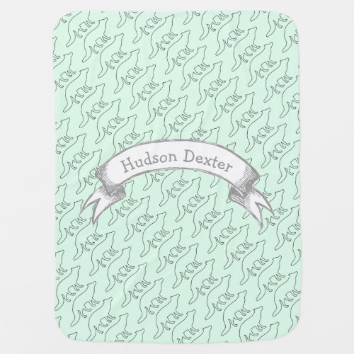 Cute Fox Green Lil Man Baby Boy Baby Blanket