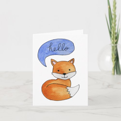 Cute fox hello card