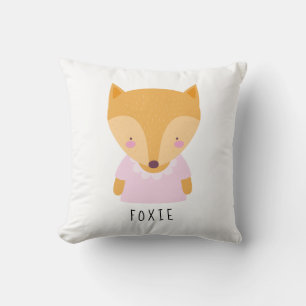 Cute Fox Illustration - Customizable Baby Throw Pillow