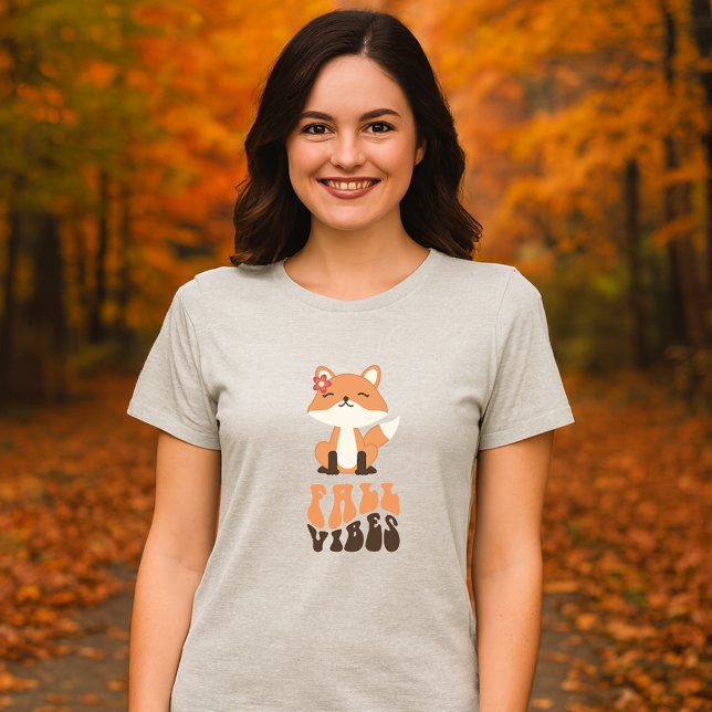 Cute Fox Illustration & Retro Fall Vibes script Tri-Blend Shirt (Creator Uploaded)