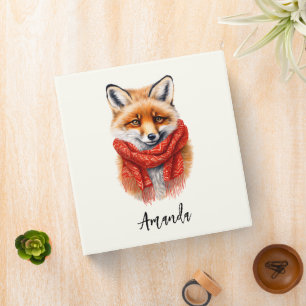 Cute Fox in a Red Scarf Autumn Image 3 Ring Binder