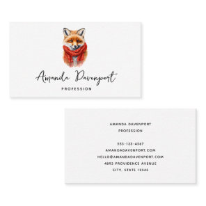 Cute Fox in a Red Scarf Autumn Image Business Card