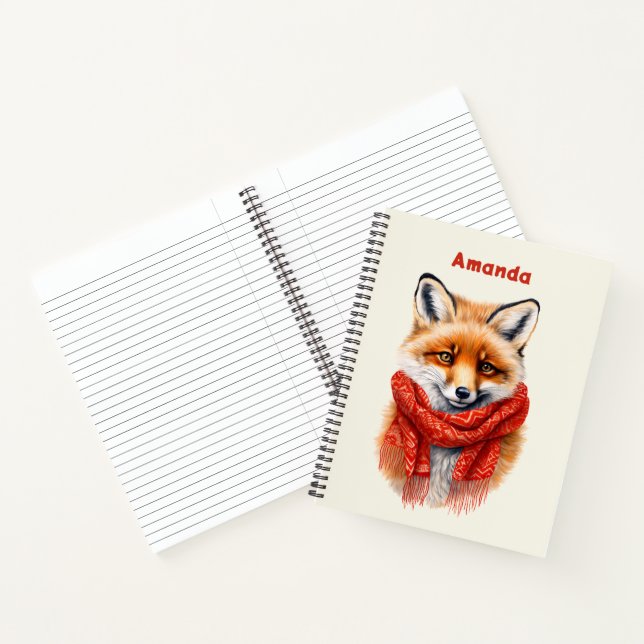 Cute Fox in a Red Scarf Autumn Image Notebook (Inside)