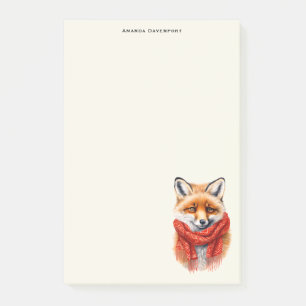 Cute Fox in a Red Scarf Autumn Image Post-it Notes