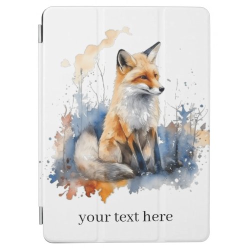 Cute fox in blue and orange water color iPad air cover