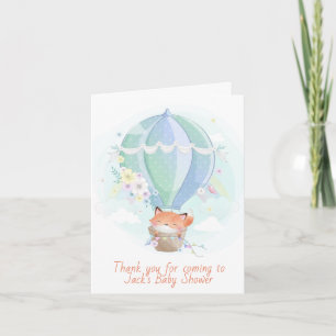 Cute Fox in Hot Air Balloon Baby Shower Letterpress Thank You Card