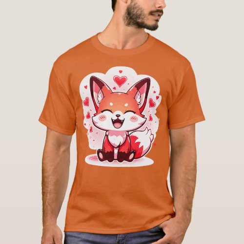 Cute fox in love T_Shirt