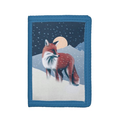 Cute Fox In The Winter Snow Illustration Trifold Wallet