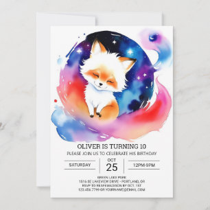Cute Fox Kids Birthday Bliss Invitation