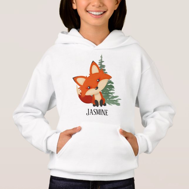 cute fox lovers add name hoodie (Front)