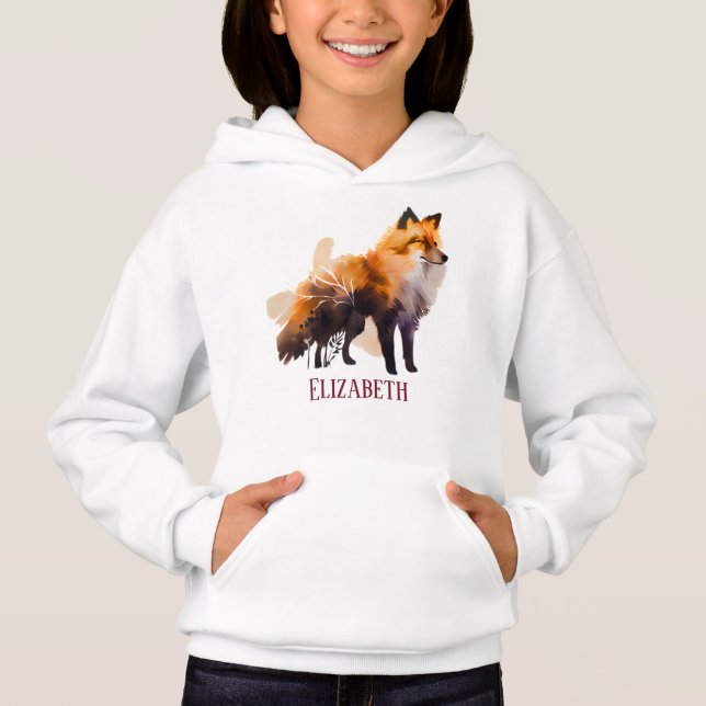 cute fox lovers add name  hoodie (Front)
