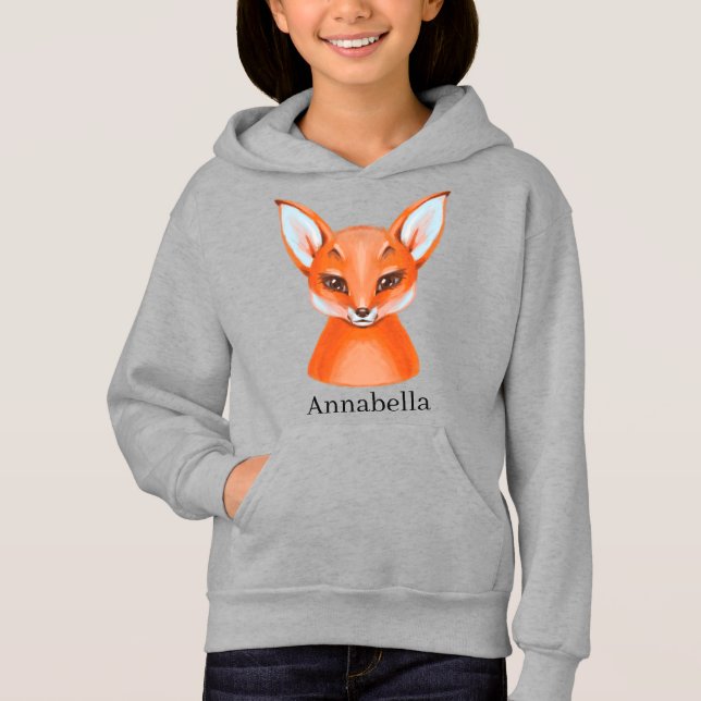 cute fox lovers add name or delete hoodie (Front)