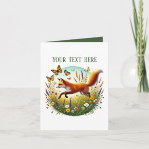 Cute fox lovers add text  card