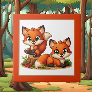 Cute fox lovers animal ceramic tile