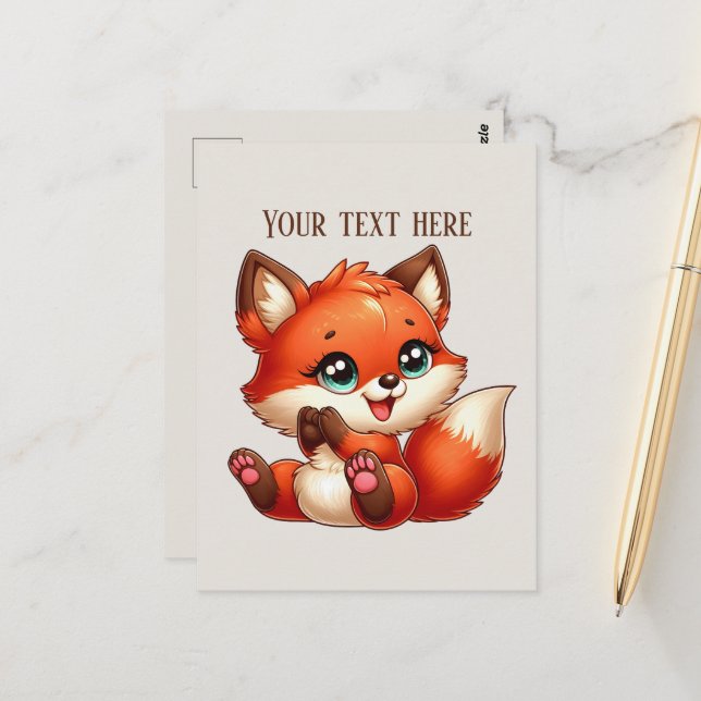 Cute fox lovers customizable  postcard (Front/Back In Situ)