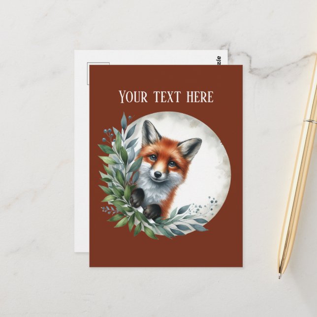 Cute fox lovers customizable postcard (Front/Back In Situ)