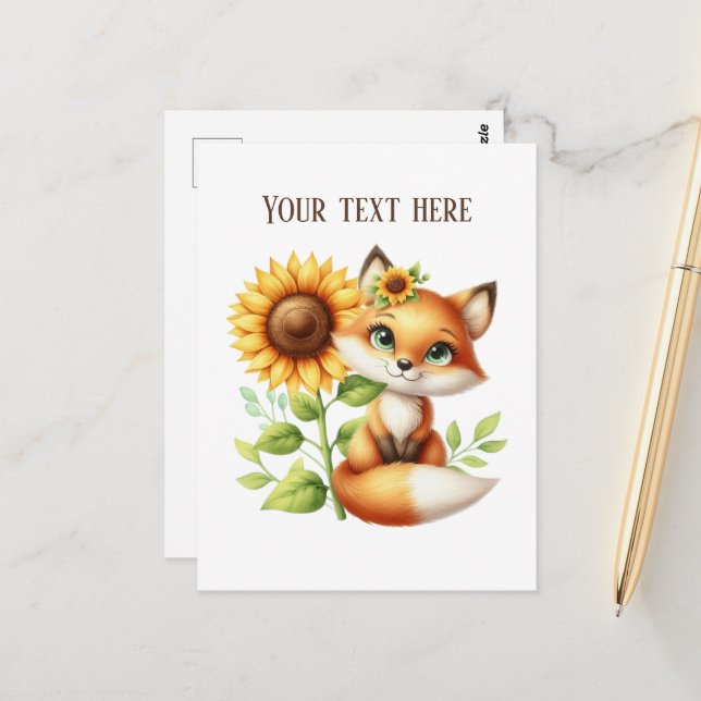 Cute fox lovers customizable  postcard (Front/Back In Situ)