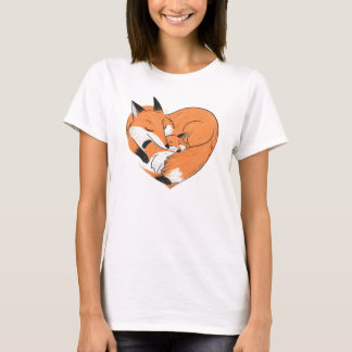 Cute Fox Mom Love Baby Heart T-Shirt