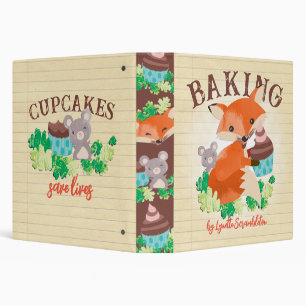 Cute fox mouse cupcake baking recipe cookbook 3 ri ring binder