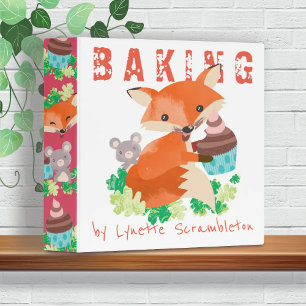 Cute fox mouse cupcake baking recipe cookbook 3 ring binder