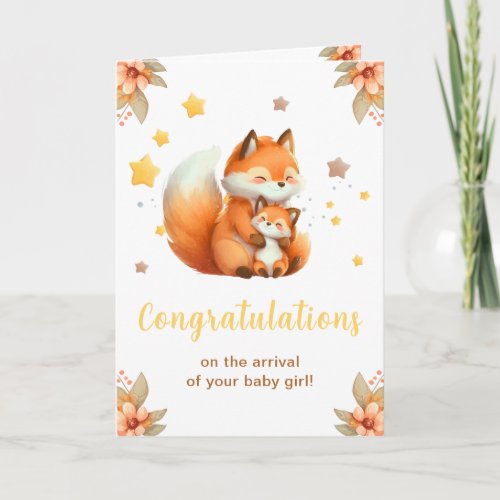 Cute Fox New Baby Arrival Card