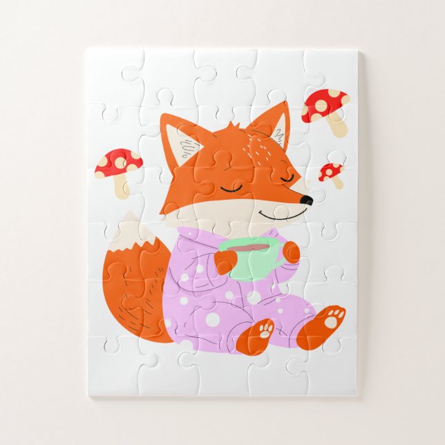 Cute Fox Pajama Puzzle for Kids (Vertical)