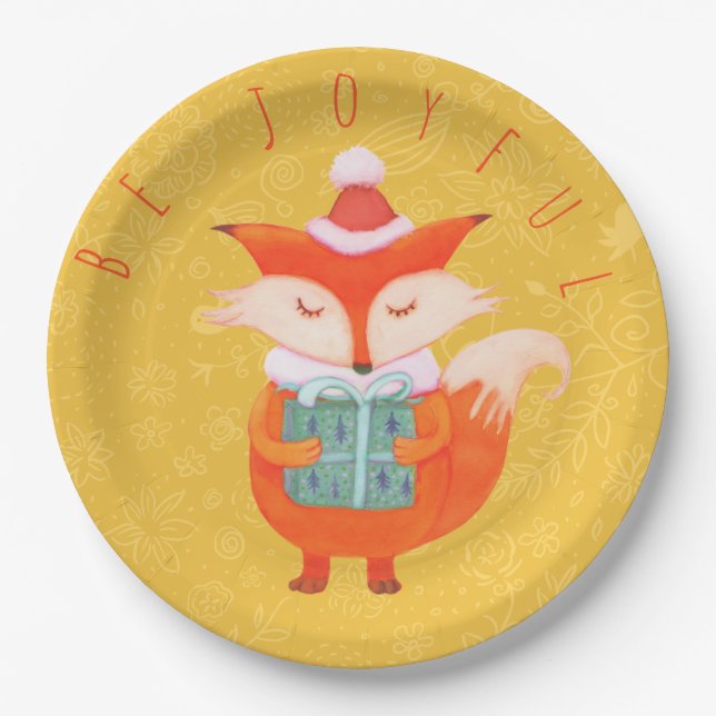 Cute fox Paper Plate by dreamlikeachildstore (Front)