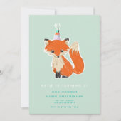Cute Fox Party Hat Woodland Birthday Invitation (Front)