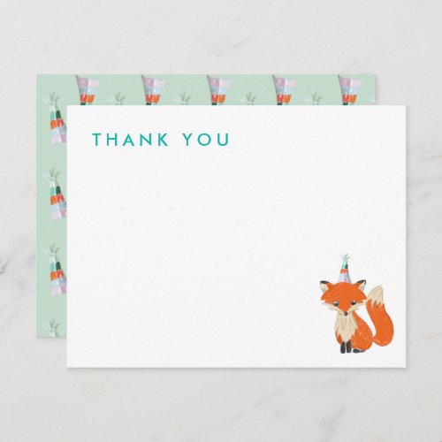 Cute Fox Party Hat Woodland Birthday Note Card