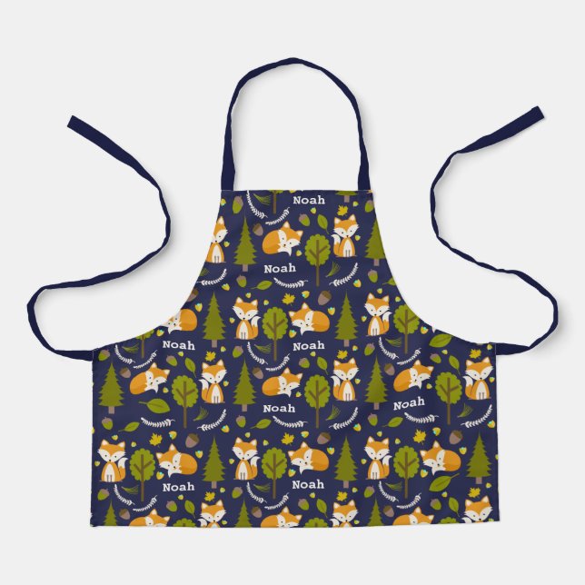 Cute Fox Pattern Kids Apron (Front)