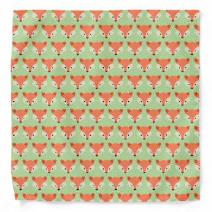 Cute Fox Pattern on Green Bandana