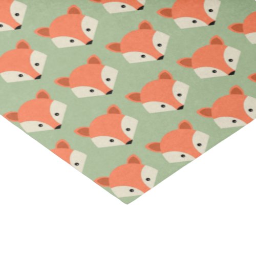 Cute Fox Pattern on Green Tissue Paper