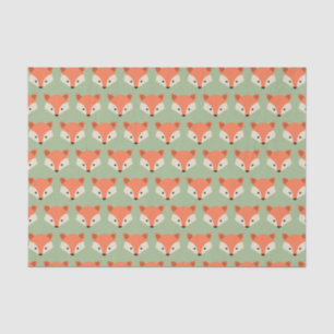 Cute Fox Pattern on Green Tissue Paper
