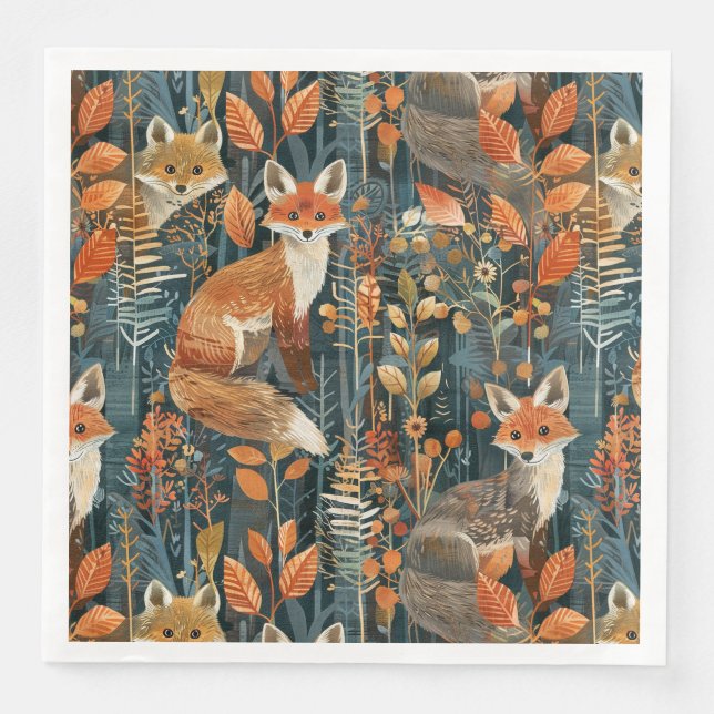 Cute fox pattern paper dinner napkins (Front)