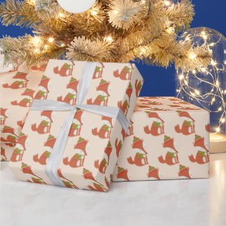 Cute Fox Pattern -  Peach Christmas