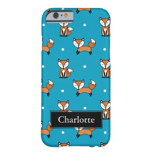 Cute Fox Pattern White Dots Custom Name Barely There iPhone 6 Case