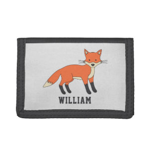 Cute Fox Personalized Custom Name Back To School Tri-fold Wallet