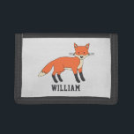Cute Fox Personalized Custom Name Back To School Trifold Wallet<br><div class="desc">A cute fox design for kids who love foxes. The text of the wild animal design can be customized and personalized with the name of the person. You can change the font, font color, font size and background color using the Design Tool. The fox lover design can also be given...</div>