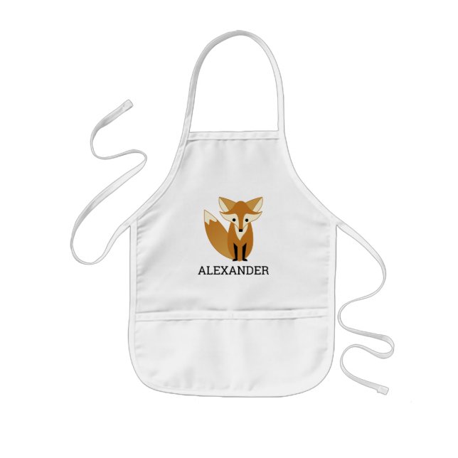 Cute Fox Personalized Kids' Apron (Front)