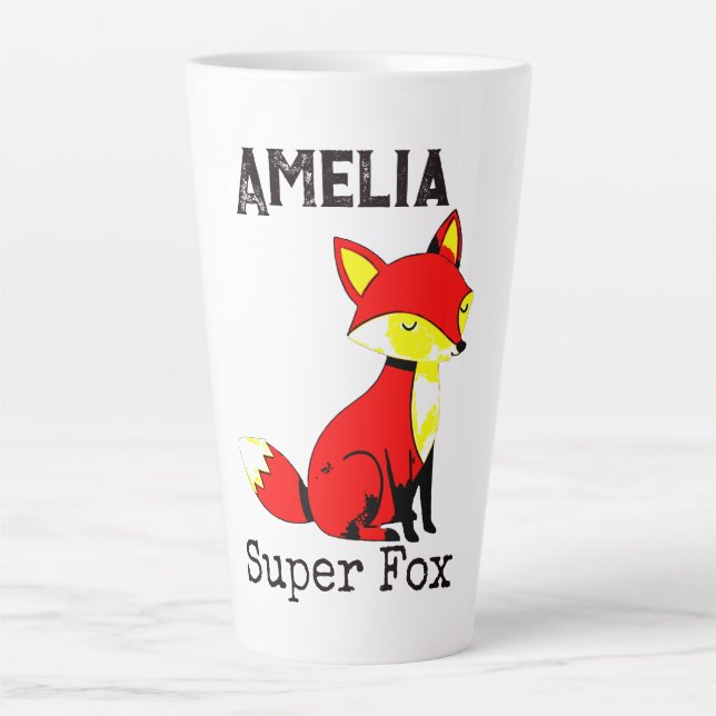 Cute Fox Personalized  Latte Mug (Front)